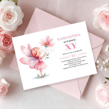 Fée Fille Invitation Anniversaire Rose Pâle Fantai
