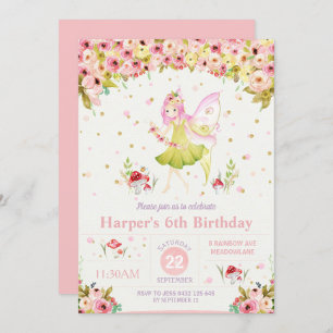 Fée Floral Woodland Invitation d'anniversaire