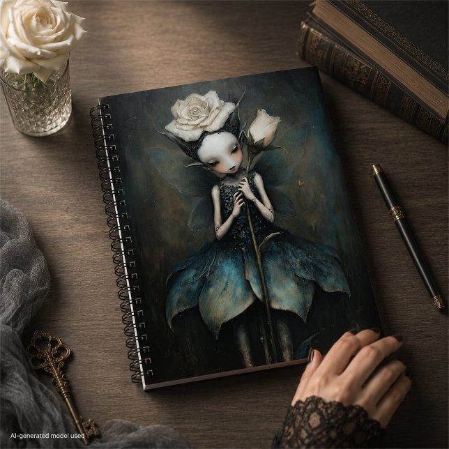 Fée gothique enchantée tenant une rose blanche (Créateur téléchargé)