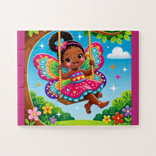 "FÉE HEUREUSE sur une BALANÇOIRE" PUZZLE (Horizontal)