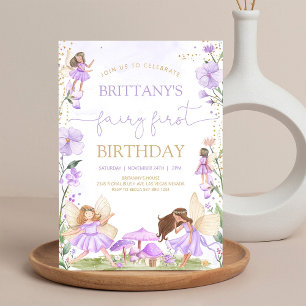 Fée Premier Anniversaire Invitation Fleur Sauvage 