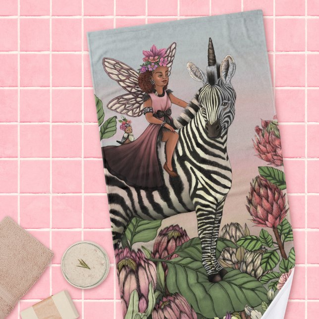 Fée rose mignonne sur Zebra Unicorn Floral Art (Créateur téléchargé)