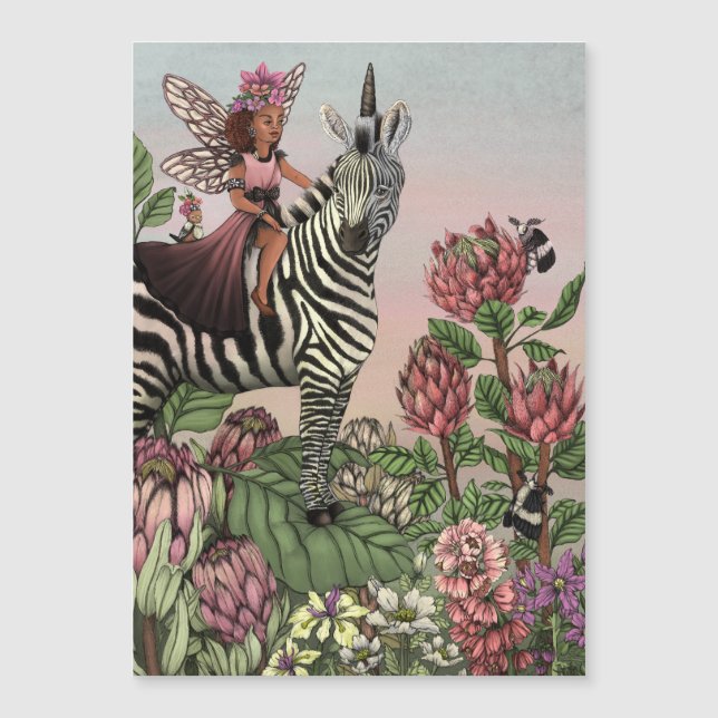 Fée rose mignonne sur Zebra Unicorn Floral Art (Devant)
