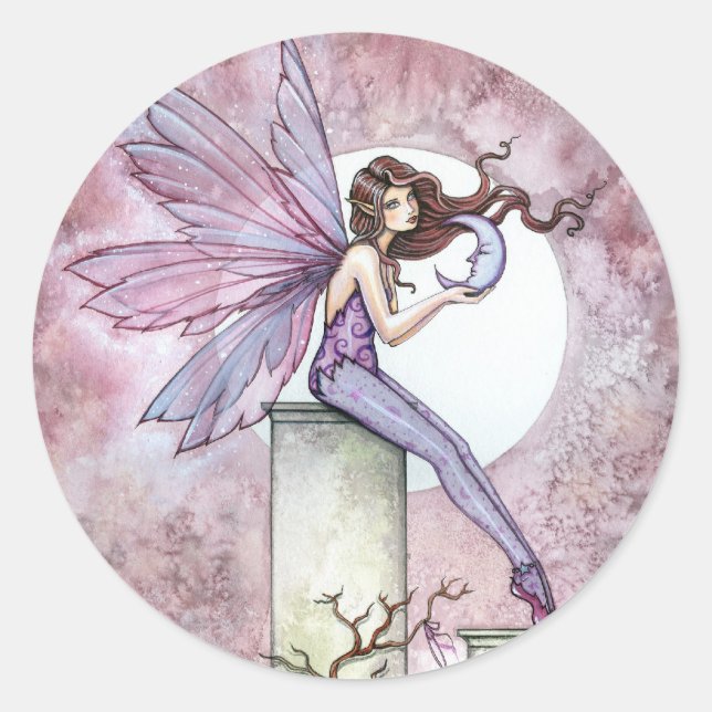 Fée Rose Violet avec Autocollants de Lune (Devant)