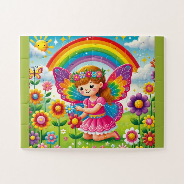 "FÉE SOURIANT RAMASSANT FLEUR" PUZZLE (Horizontal)