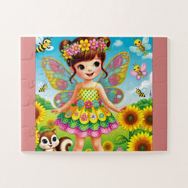 "FÉE SOURIANTE ET TOURNESOLS" PUZZLE (Horizontal)
