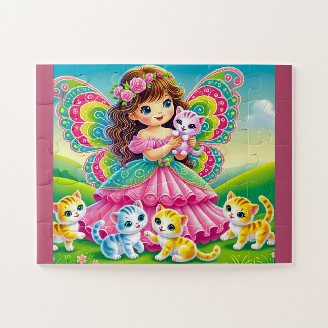 "FÉE SOURIANTE & PETITS CHATS" PUZZLE (Horizontal)
