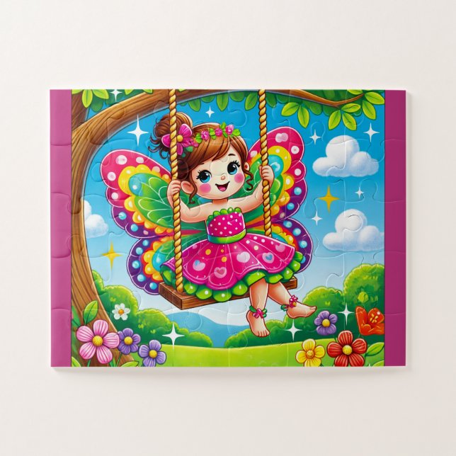 "FÉE SOURIANTE sur une BALANÇOIRE" PUZZLE (Horizontal)