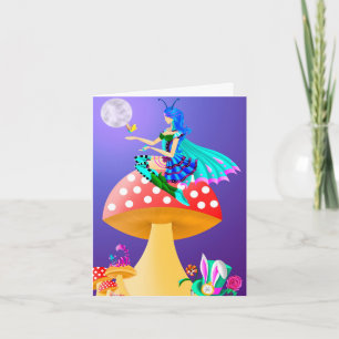 Fée sur carte de vœux champignon