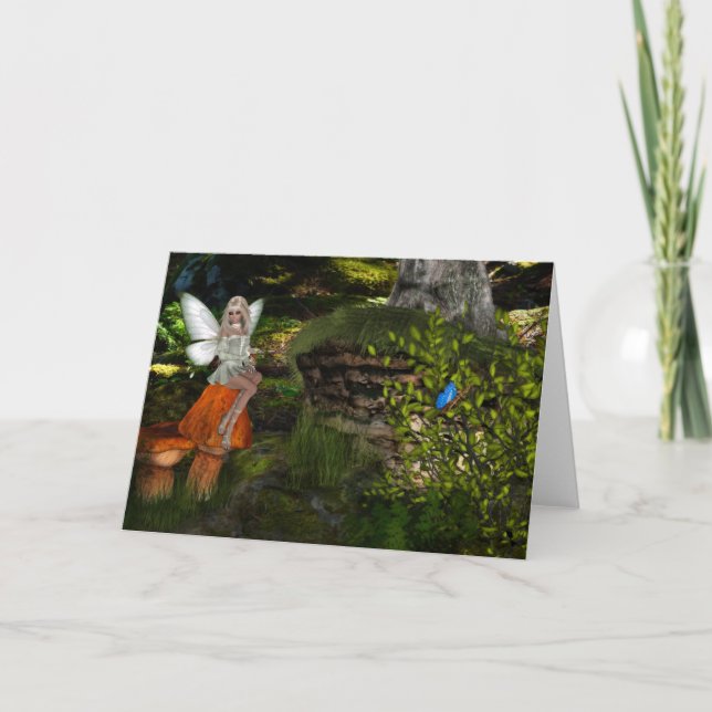 Fée sur un champignon Design 2 Carte de voeux (Devant)