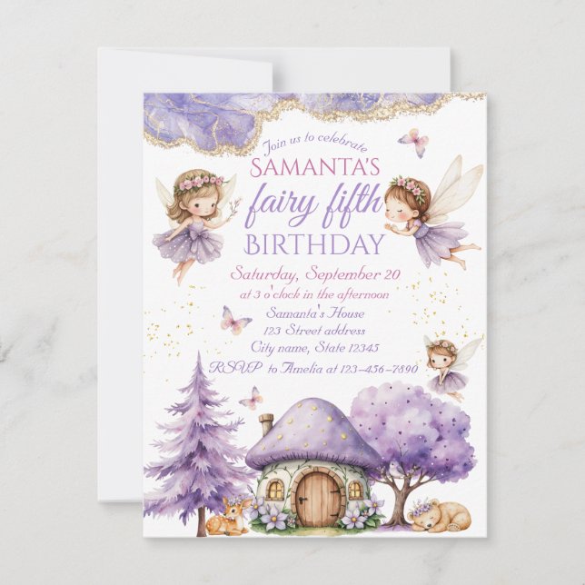 Fée Whimsical Invitation fête d'anniversaire (Devant)