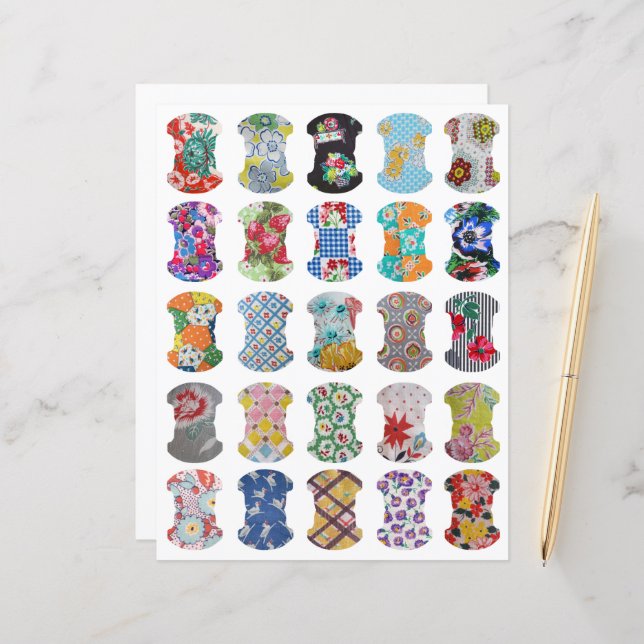 Feed Sack Whale Tail Journal Tabs Clipart Sheet (Devant/Arrière en situation)