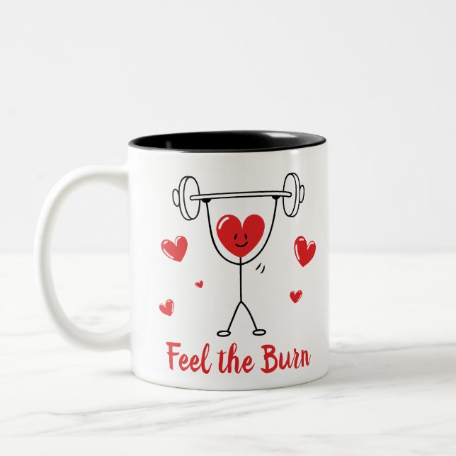 Feel the Burn Heart Workout Funny Gym Mug (Gauche)
