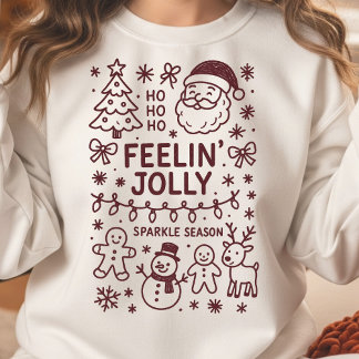 Feelin' Jolly Noël Doodle Collage Sweatshirt