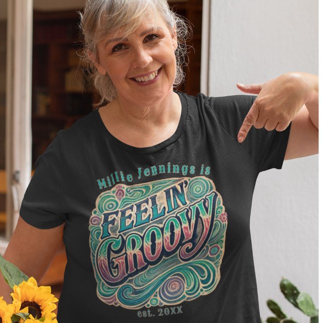 Feelin Super Personnalisé Retro les années 70 Vint (Feelin Groovy retro 60's personalized grandma nostalgic XL t shirt )