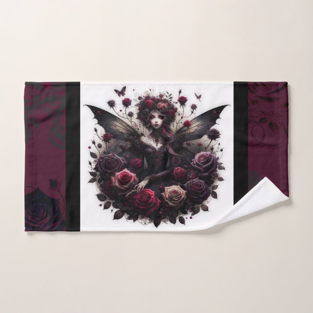 Fées de la forêt gothique sombre Fleurs de roses d (Serviette à main)