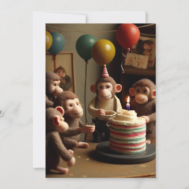 Feled Monkeys Anniversaire Carte de voeux Appartem (Devant)