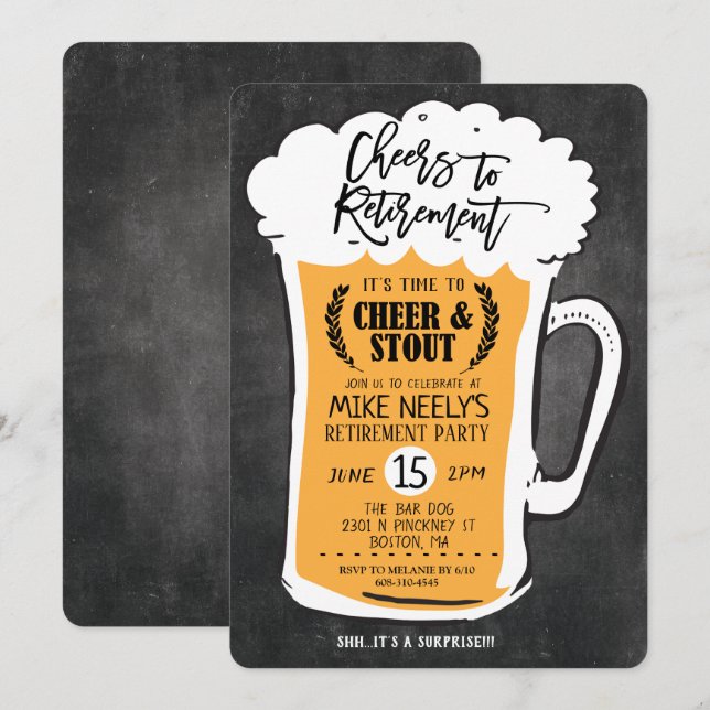 Félicitations à la bière de retraite Invitation de (Devant / Derrière)
