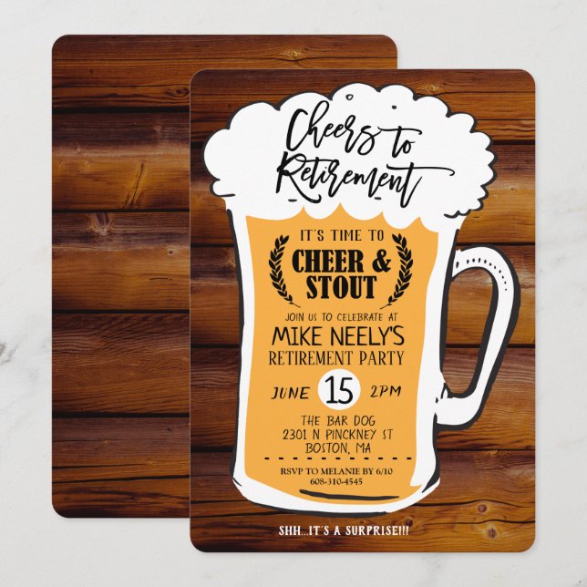 Félicitations à la bière de retraite Invitation de (Devant / Derrière)