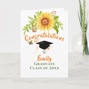 Félicitations à la graduation Carte florale jaune