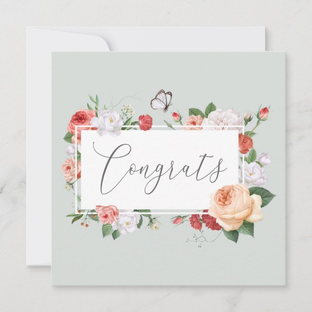 Félicitations à la pêche douce et à la florale ver (Devant)