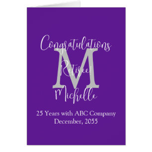 Félicitations à la retraite, violet, gris monogram