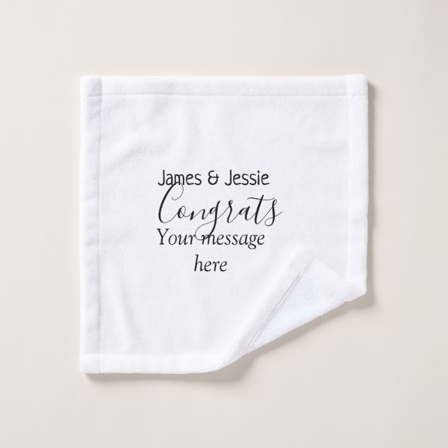 Félicitations ajoutez un message de mariage pour l (Gant de toilette)