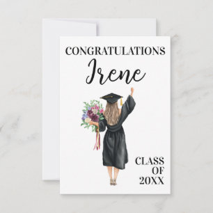 Félicitations Aquarelle Diplômée Fleurs Filles