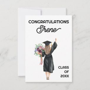 Félicitations Aquarelle Diplômée Fleurs Filles