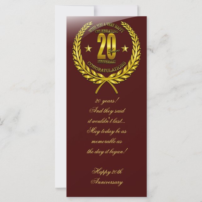 Félicitations au 20e anniversaire (Devant)