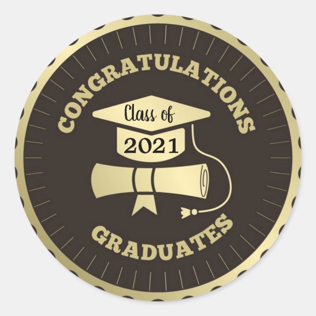 Félicitations aux diplômés  Autocollant rond class (Devant)