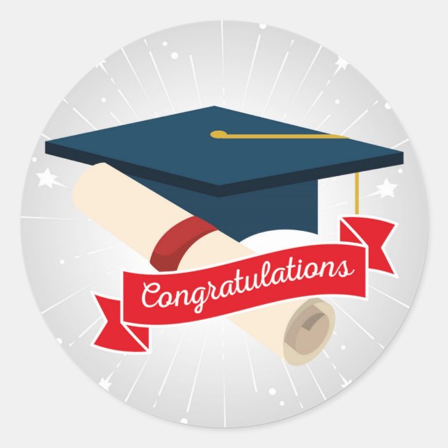 Félicitations aux diplômés  Autocollant rond class (Devant)
