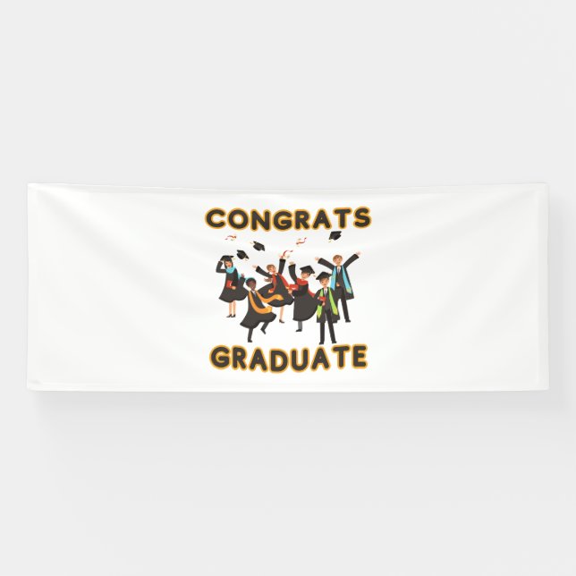 Félicitations Bannière en vinyle 4x10 pour diplômé (Horizontal)