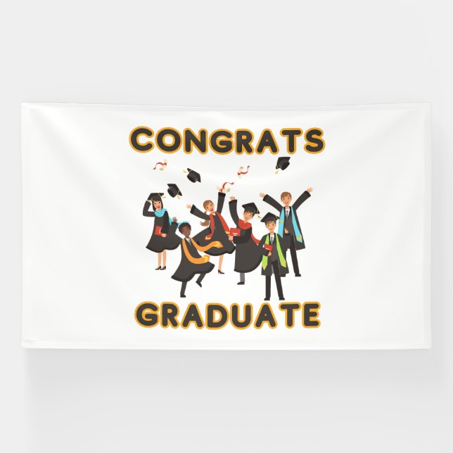 Félicitations Bannière en vinyle 6x10 pour diplômé (Horizontal)