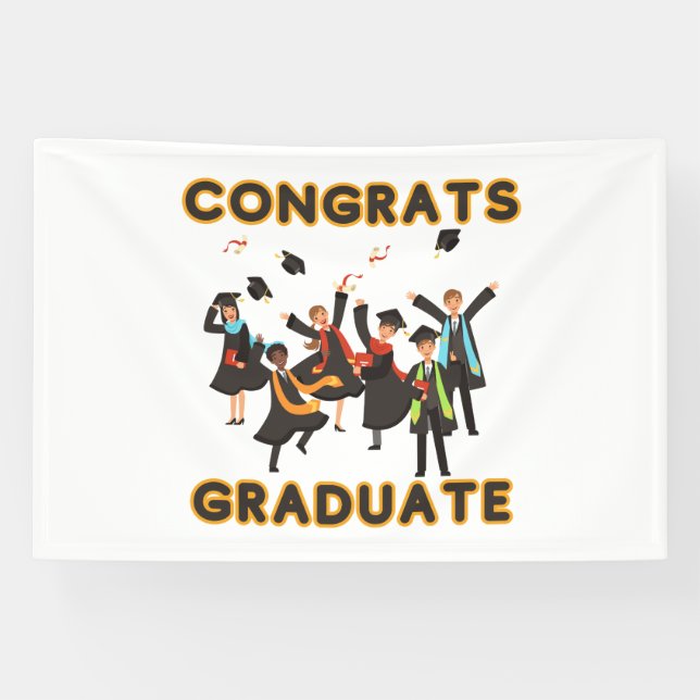 Félicitations Bannière en Vinyle Diplômé 4x6 (Horizontal)