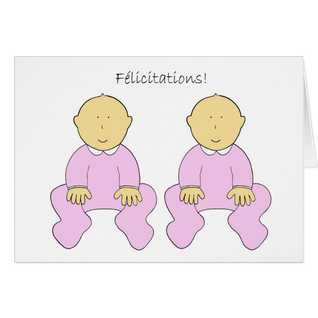 Félicitations, bébés jumeaux, en français (Devant horizontal)