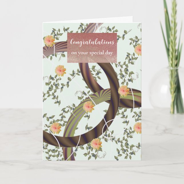 Félicitations Carte à Tournure Florale Moderne (Devant)
