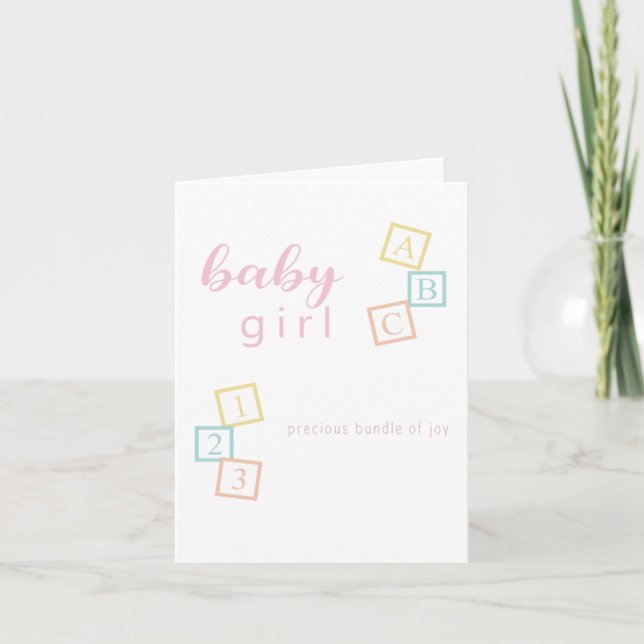 Félicitations Carte de Naissance Bébé Fille Baby S (Devant)