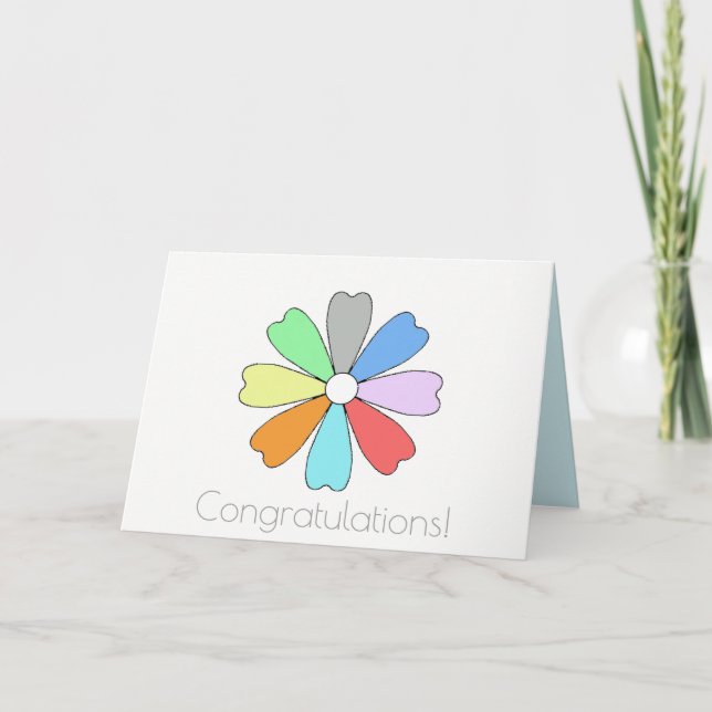 Félicitations Carte de Vœux Fleur Chanceuse (Devant)