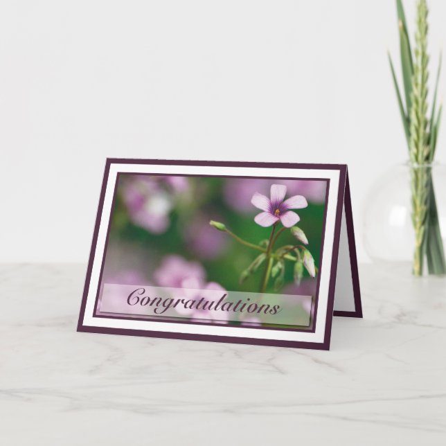 Félicitations - carte de voeux rose d'oxalide (Devant)
