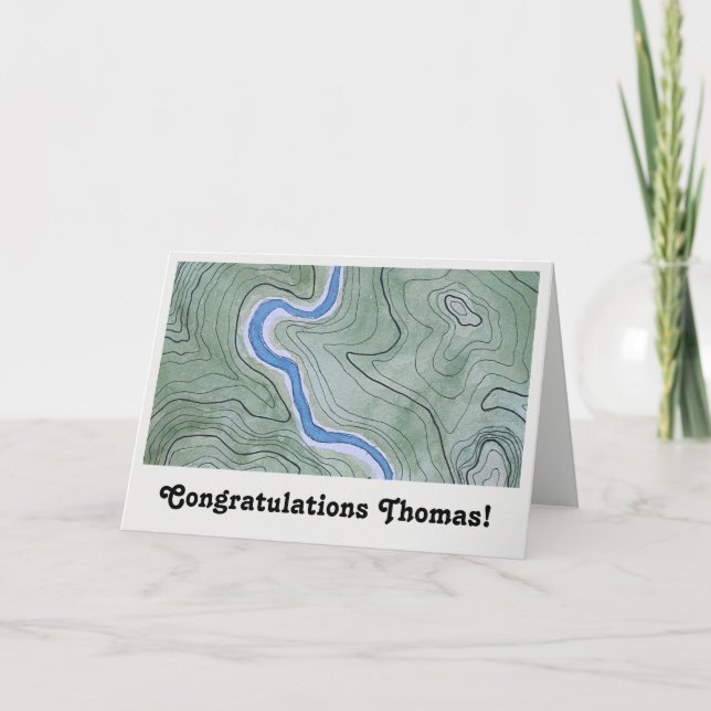 Félicitations Carte Topographique à l'Aquarelle Vi (Devant)