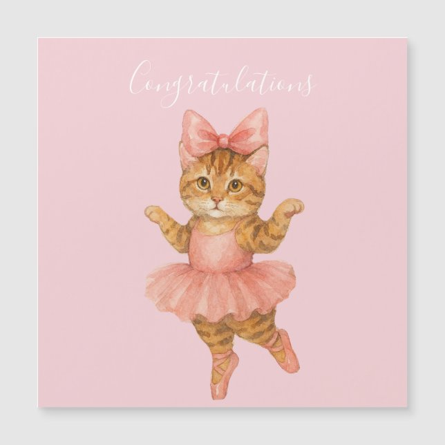 Félicitations Chat Ballerine Rose (Devant)
