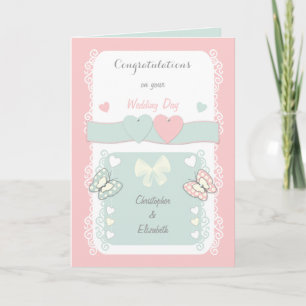 Félicitations chic démodé carte de vœux de mariage