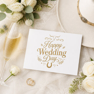 Félicitations de mariage occidental Or Carte de vœ
