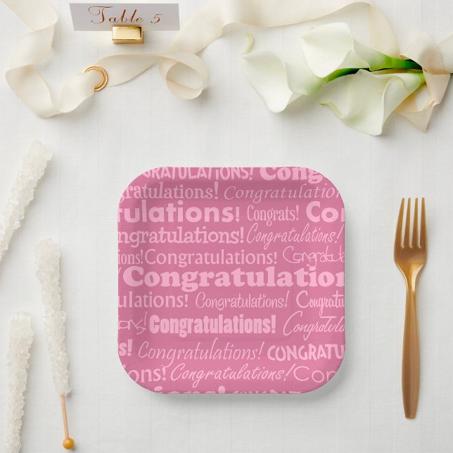 Félicitations de mariage sur assiettes en papier r (Créateur téléchargé)