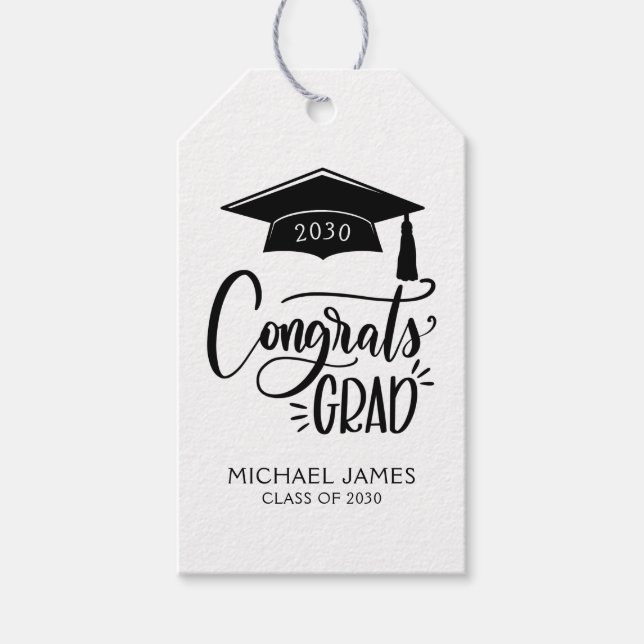 Félicitations diplômé 2030 Étiquette de cadeau de  (Devant)