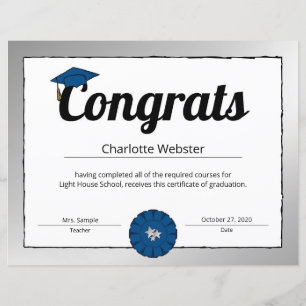 Félicitations Diplômé Argent Félicitations Certifi