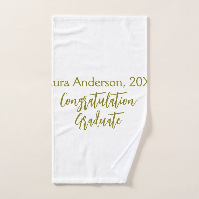 Félicitations diplômé nom doré promotion 20XX si (Serviette à main)