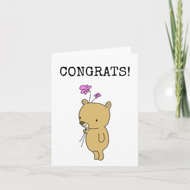Félicitations, Félicitations, Carte Ours Mignonne (Devant)