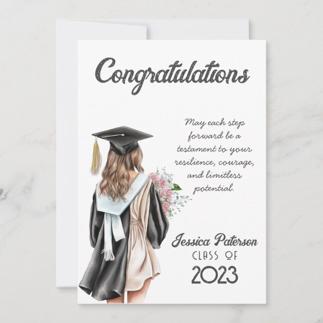 Félicitations Fille Blond Floral Aquarelle (Devant)